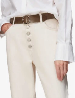 Whistles Circle Buckle Leather Belt -The Fashion Shop R03992765 KHAKIOLIVE ALT02