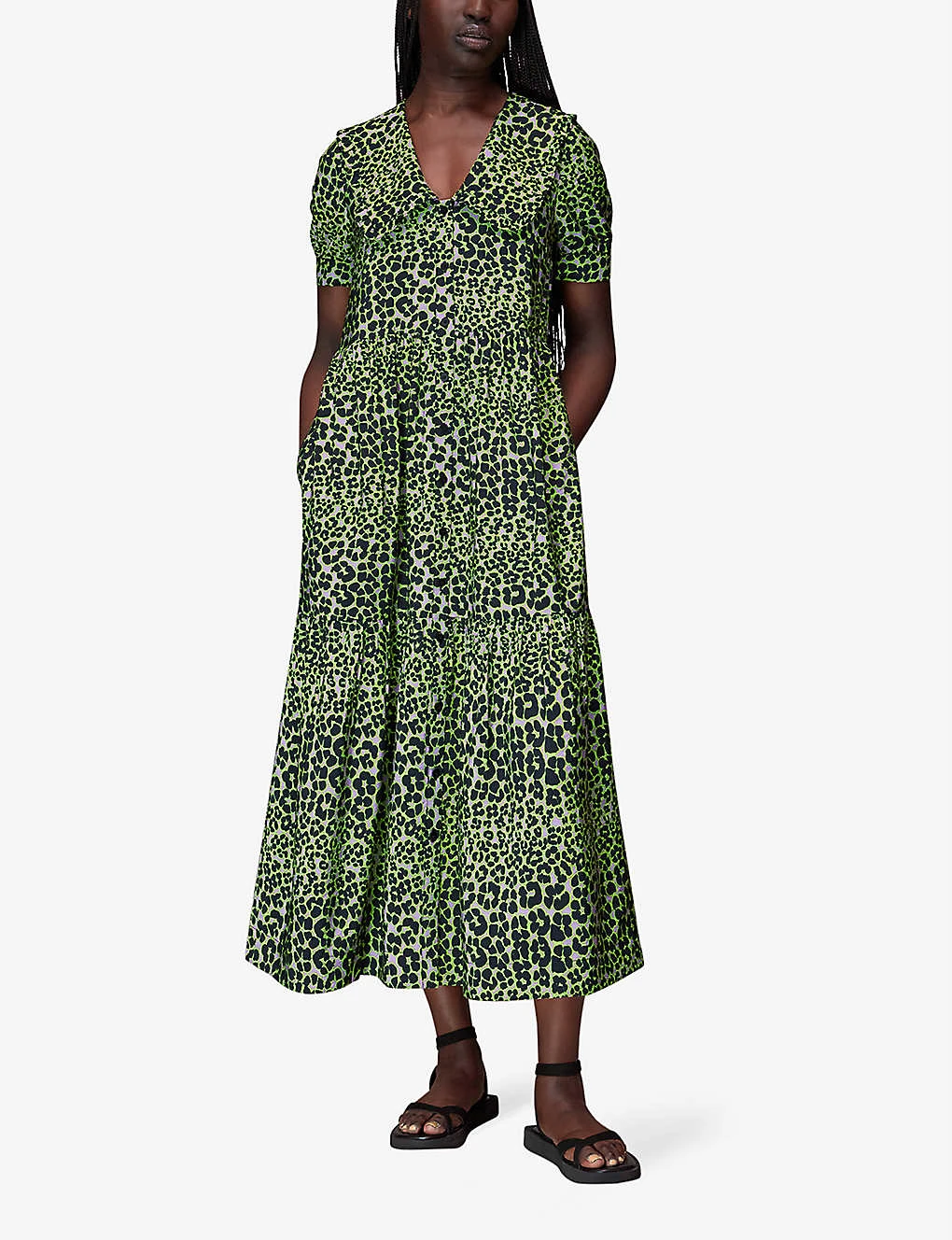 Whistles Fluro Animal-print Woven Midi Dress 2 Whistles Fluro Animal-print Woven Midi Dress - Image 2