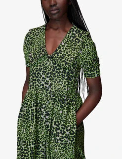 Whistles Fluro Animal-print Woven Midi Dress 7 Whistles Fluro Animal-print Woven Midi Dress -The Fashion Shop R03992767 MULTICOLOURED ALT02