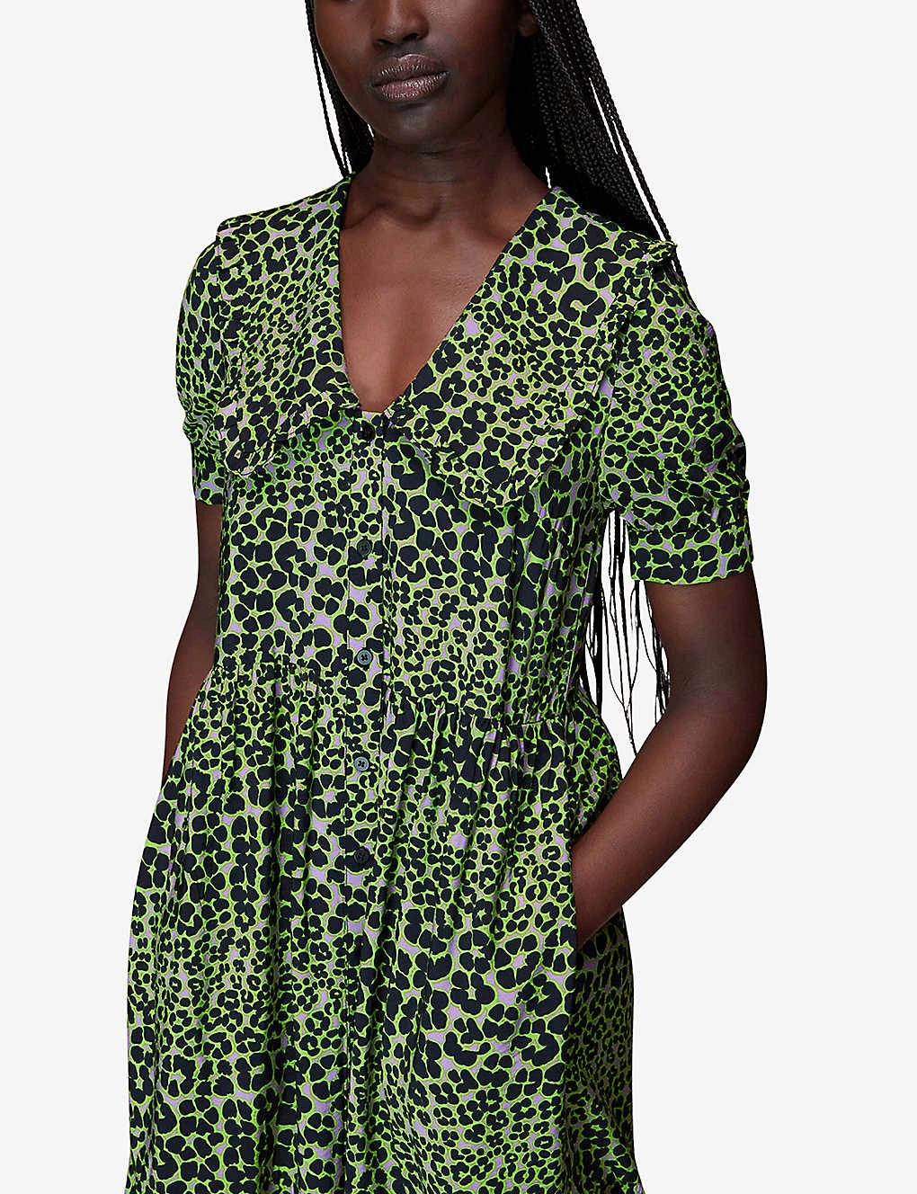 Whistles Fluro Animal-print Woven Midi Dress 3 Whistles Fluro Animal-print Woven Midi Dress - Image 3