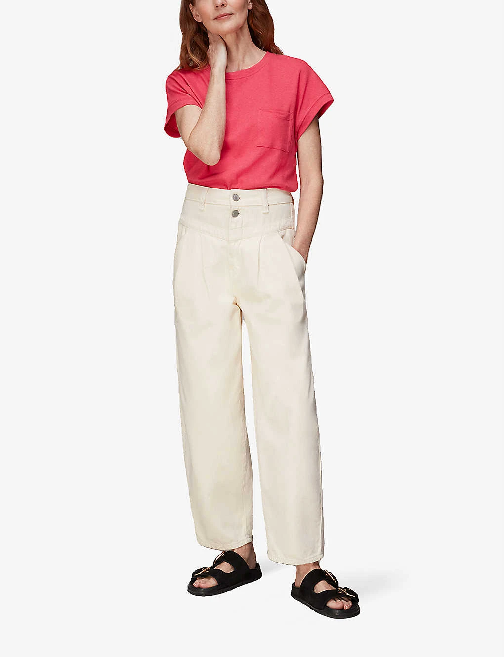 Whistles Ember Pocket-front Cotton And Linen-blend T-shirt 2 Whistles Ember Pocket-front Cotton And Linen-blend T-shirt - Image 2