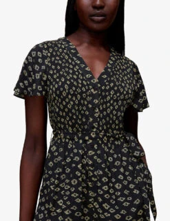 Whistles Graphic-print Woven Jumpsuit 7 Whistles Graphic-print Woven Jumpsuit -The Fashion Shop R03995740 BLACK ALT02