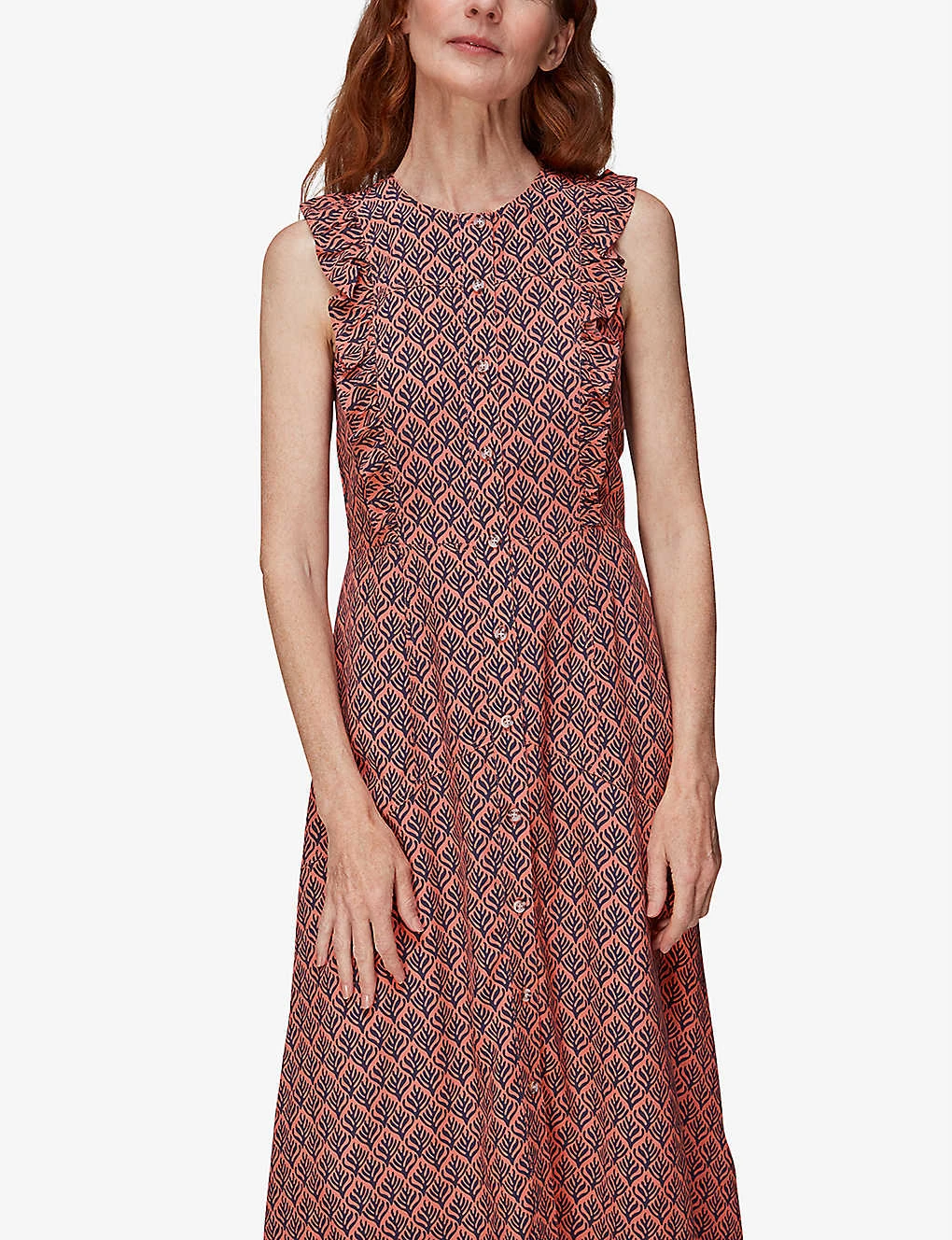 Whistles Sea Tree Frill-embellished Woven Midi Dress 3 Whistles Sea Tree Frill-embellished Woven Midi Dress - Image 3