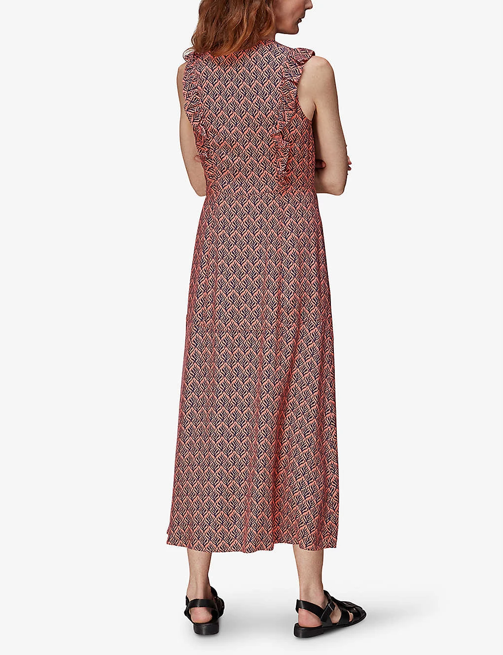 Whistles Sea Tree Frill-embellished Woven Midi Dress 4 Whistles Sea Tree Frill-embellished Woven Midi Dress - Image 4