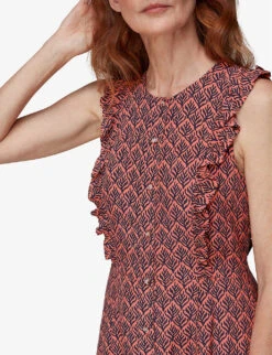 Whistles Sea Tree Frill-embellished Woven Midi Dress 9 Whistles Sea Tree Frill-embellished Woven Midi Dress -The Fashion Shop R03995741 MULTICOLOURED ALT04