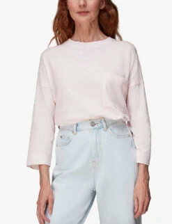 Whistles Round-neck Organic-cotton Top 7 Whistles Round-neck Organic-cotton Top -The Fashion Shop R03998297 PALEPINK ALT02