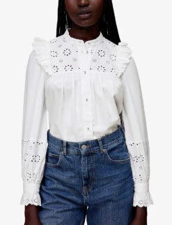 Whistles Broderie-detail Frill-sleeve Cotton Top 7 Whistles Broderie-detail Frill-sleeve Cotton Top -The Fashion Shop R04001608 WHITE ALT02