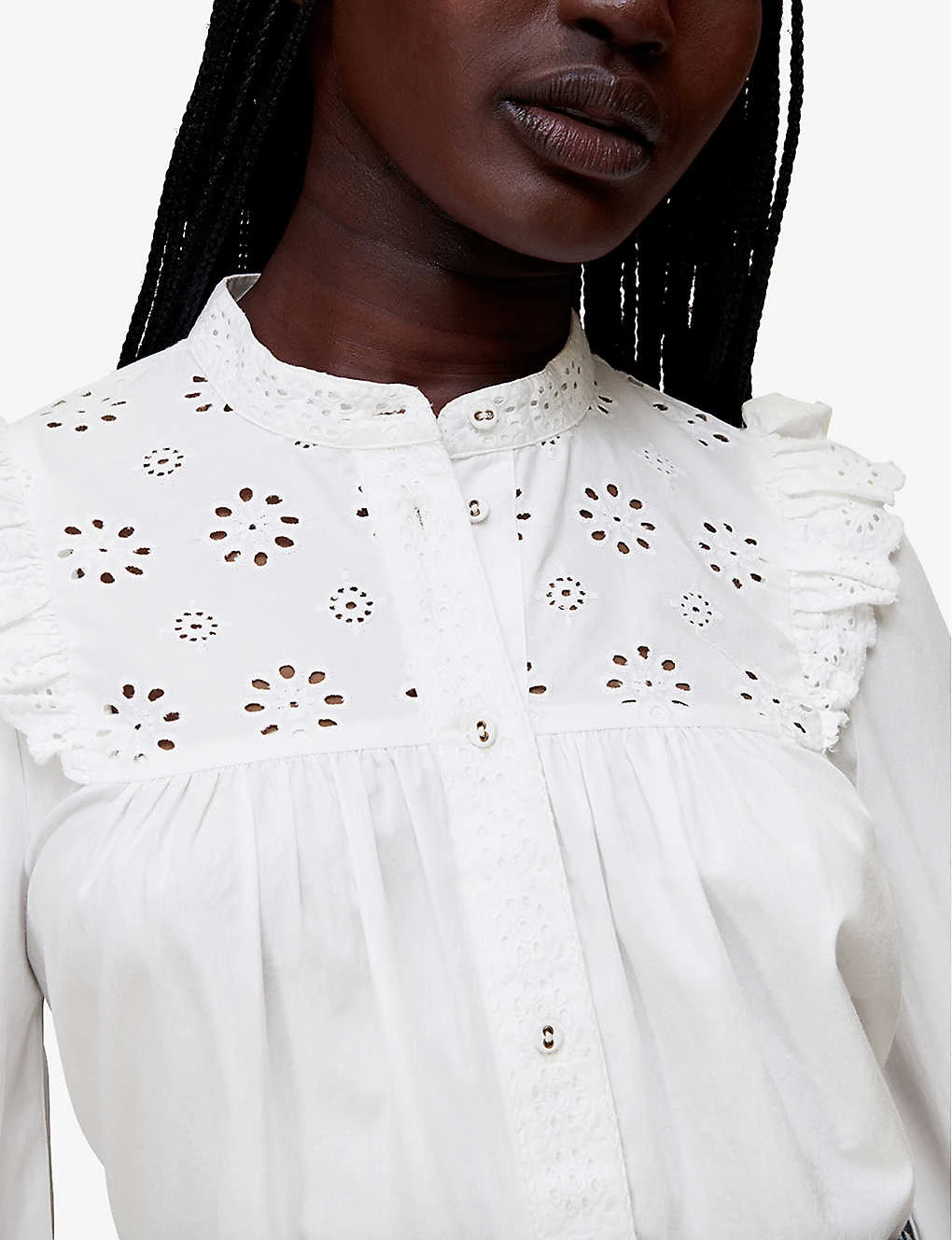Whistles Broderie-detail Frill-sleeve Cotton Top 5 Whistles Broderie-detail Frill-sleeve Cotton Top - Image 5