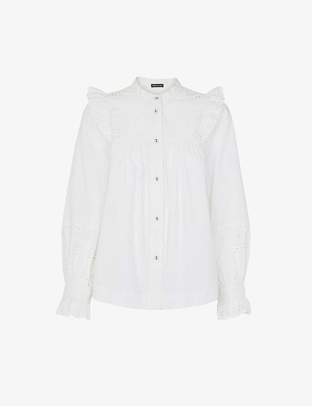 Whistles Broderie-detail Frill-sleeve Cotton Top 1 Whistles Broderie-detail Frill-sleeve Cotton Top