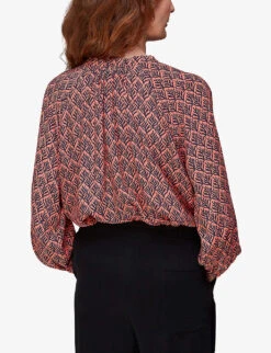 Whistles Sea Tree-print Crepe Blouse -The Fashion Shop R04001979 MULTICOLOURED ALT02