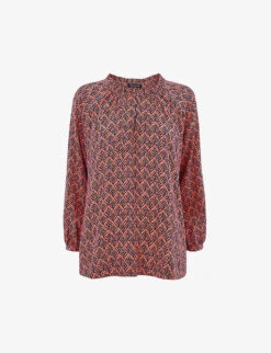 Whistles Sea Tree-print Crepe Blouse