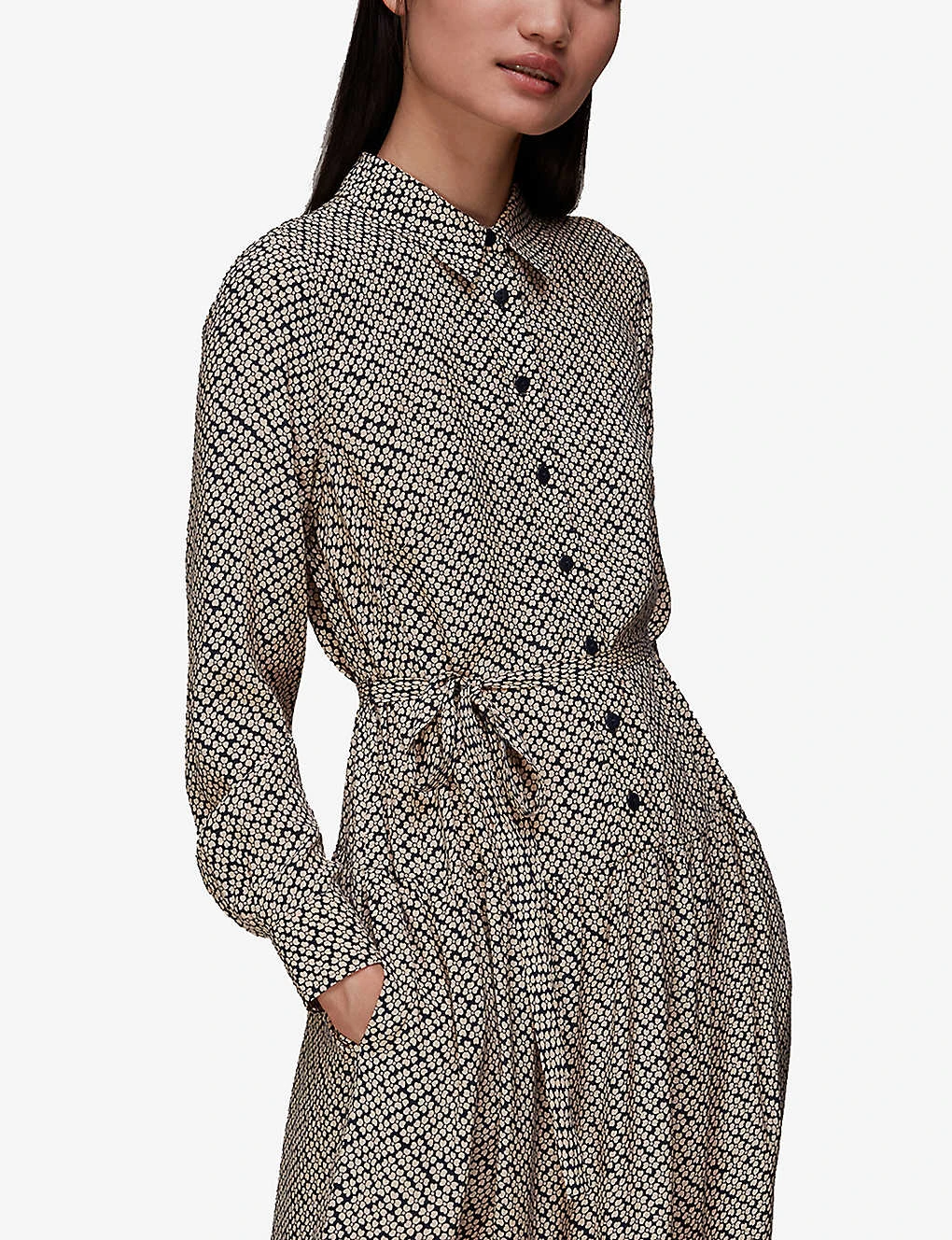 Whistles Clover-print Woven Shirt Midi Dress 3 Whistles Clover-print Woven Shirt Midi Dress - Image 3