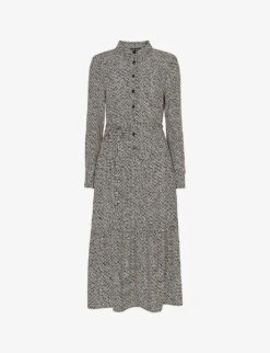Whistles Clover-print Woven Shirt Midi Dress