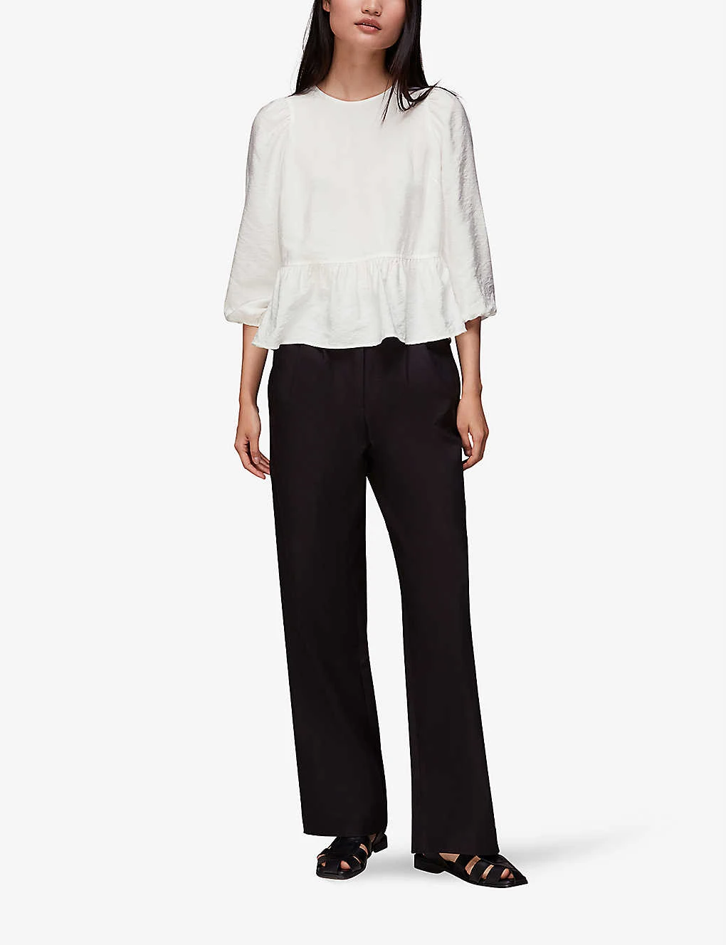 Whistles Cut-out Peplum-hem Crepe Top 2 Whistles Cut-out Peplum-hem Crepe Top - Image 2