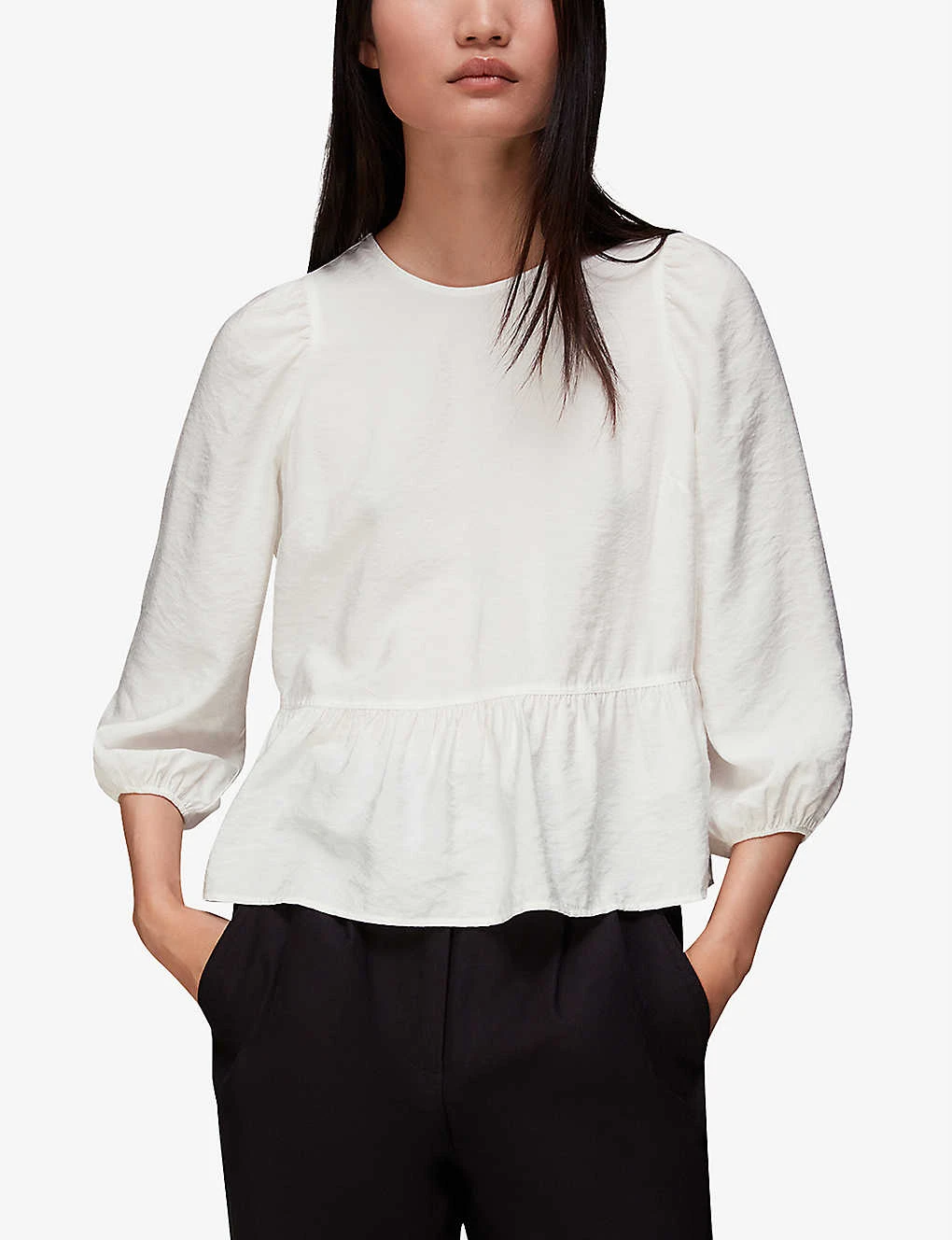 Whistles Cut-out Peplum-hem Crepe Top 3 Whistles Cut-out Peplum-hem Crepe Top - Image 3