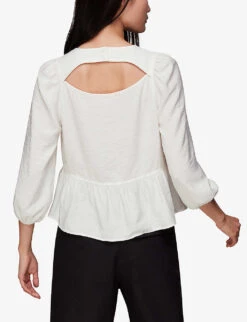 Whistles Cut-out Peplum-hem Crepe Top 8 Whistles Cut-out Peplum-hem Crepe Top -The Fashion Shop R04002885 CREAM ALT03