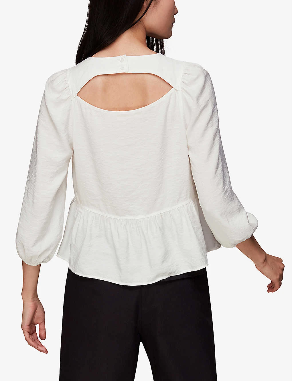 Whistles Cut-out Peplum-hem Crepe Top 4 Whistles Cut-out Peplum-hem Crepe Top - Image 4