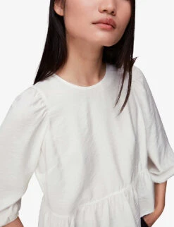 Whistles Cut-out Peplum-hem Crepe Top 9 Whistles Cut-out Peplum-hem Crepe Top -The Fashion Shop R04002885 CREAM ALT04