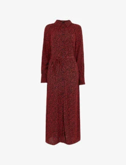 Whistles Pansy Dot Floral-print Woven Shirt Midi Dress