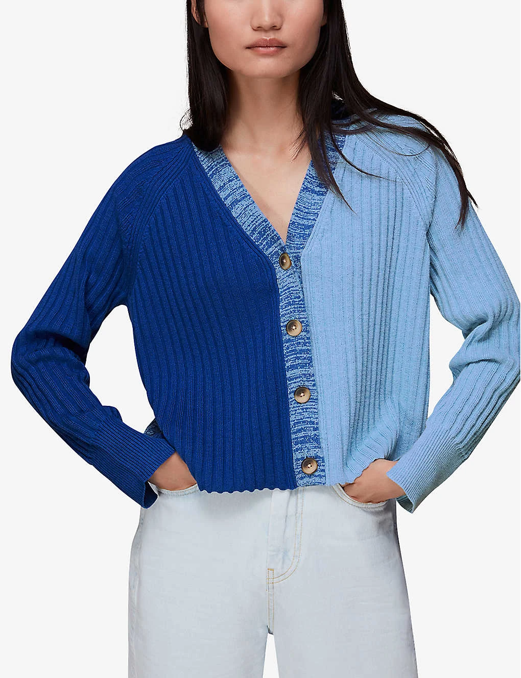 Whistles Colour-block Recycled-polyester And Cotton Cardigan 3 Whistles Colour-block Recycled-polyester And Cotton Cardigan - Image 3