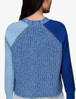 Whistles Colour-block Recycled-polyester And Cotton Cardigan 8 Whistles Colour-block Recycled-polyester And Cotton Cardigan -The Fashion Shop R04004413 BLUE ALT03