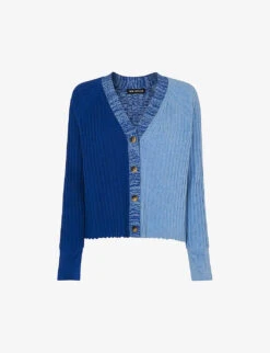 Whistles Colour-block Recycled-polyester And Cotton Cardigan