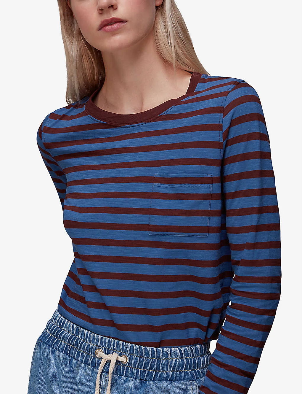 Whistles Stripe-print Crew-neck Cotton Top 3 Whistles Stripe-print Crew-neck Cotton Top - Image 3