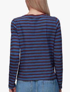 Whistles Stripe-print Crew-neck Cotton Top 8 Whistles Stripe-print Crew-neck Cotton Top -The Fashion Shop R04007148 MULTICOLOURED ALT03