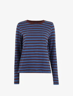 Whistles Stripe-print Crew-neck Cotton Top