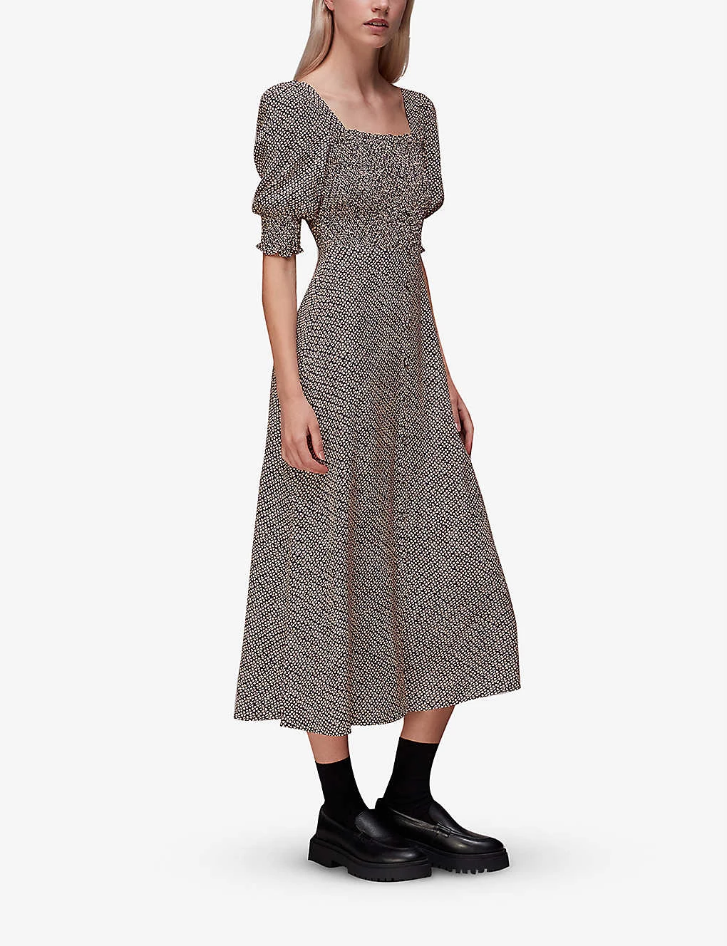 Whistles Clover-print Tie-waist Woven Midi Shirt Dress 2 Whistles Clover-print Tie-waist Woven Midi Shirt Dress - Image 2