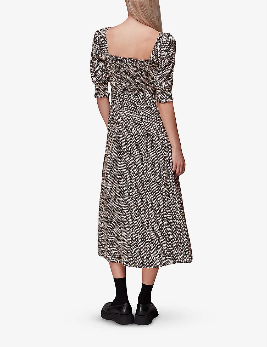 Whistles Clover-print Tie-waist Woven Midi Shirt Dress 4 Whistles Clover-print Tie-waist Woven Midi Shirt Dress - Image 4