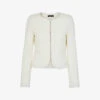 Whistles Collarless Textured Cotton-jersey Blazer