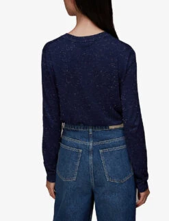 Whistles Annie Metallic-weave Woven Top 8 Whistles Annie Metallic-weave Woven Top -The Fashion Shop R04012227 NAVY ALT03