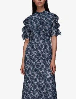 Whistles Graphic-print Ruffled Recycled-polyester Midi Dress 7 Whistles Graphic-print Ruffled Recycled-polyester Midi Dress -The Fashion Shop R04012232 MULTICOLOURED ALT02