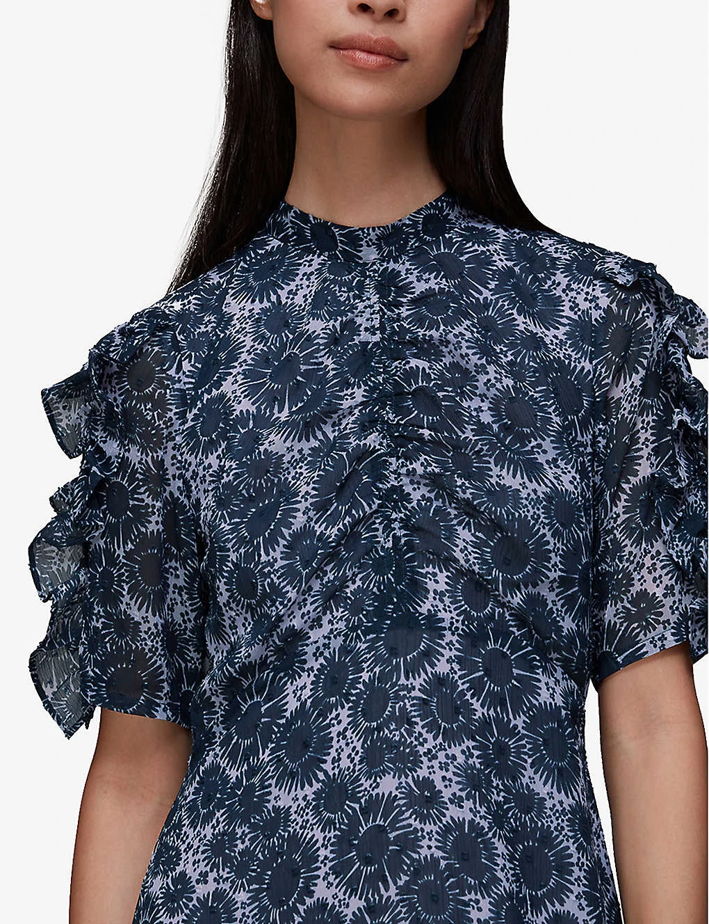 Whistles Graphic-print Ruffled Recycled-polyester Midi Dress 5 Whistles Graphic-print Ruffled Recycled-polyester Midi Dress - Image 5