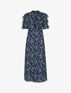 Whistles Graphic-print Ruffled Recycled-polyester Midi Dress