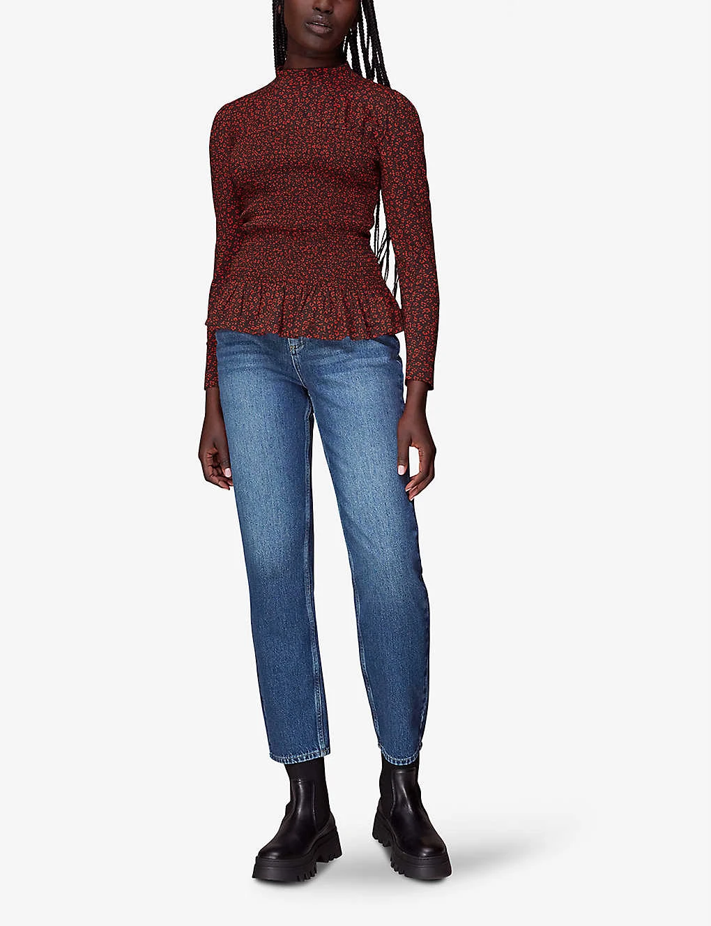 Whistles Pansy-print Shirred-detail Cotton Top 2 Whistles Pansy-print Shirred-detail Cotton Top - Image 2