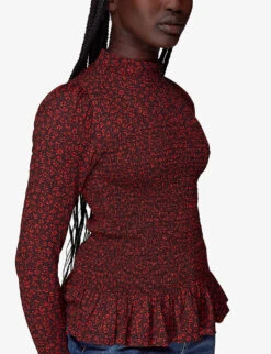 Whistles Pansy-print Shirred-detail Cotton Top 7 Whistles Pansy-print Shirred-detail Cotton Top -The Fashion Shop R04031883 MULTICOLOURED ALT02