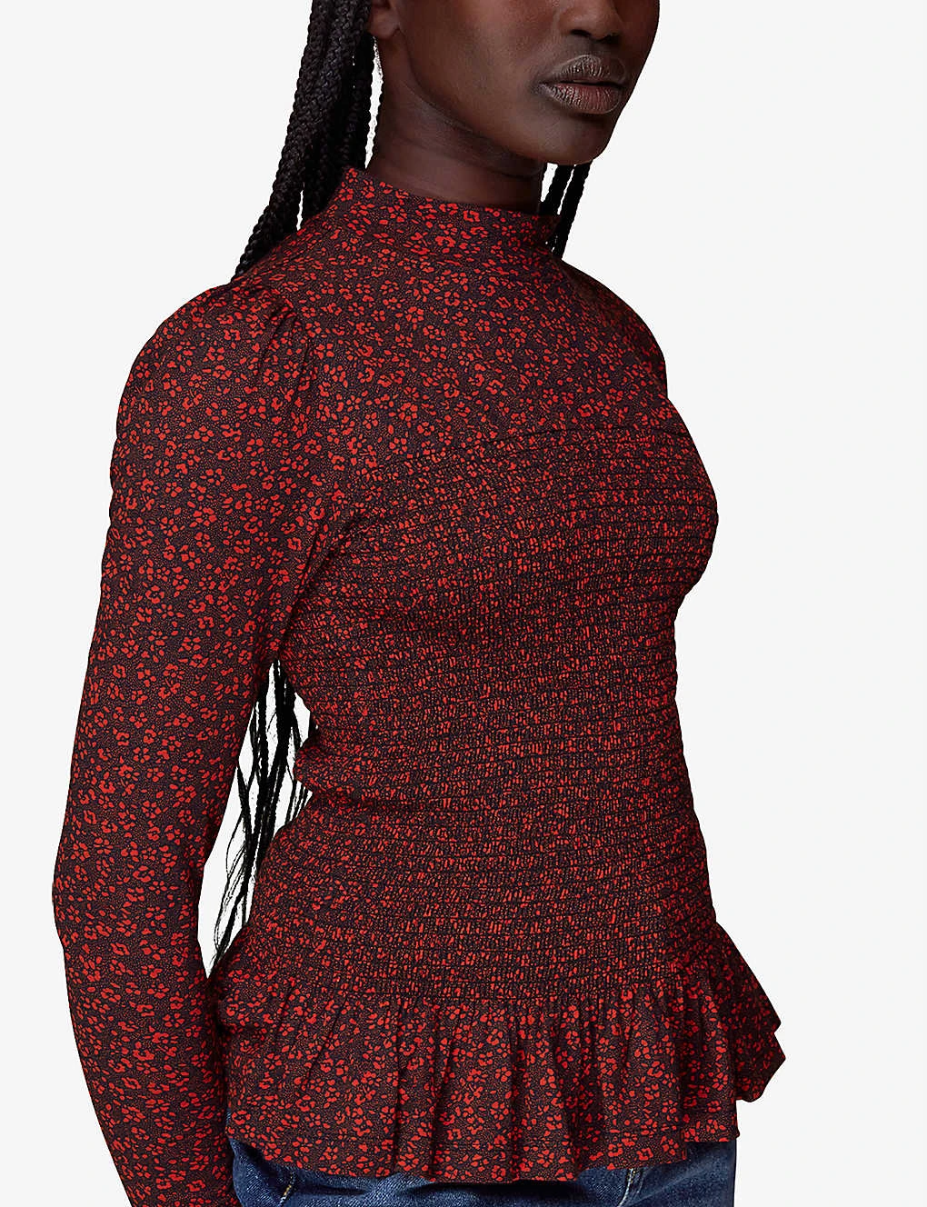 Whistles Pansy-print Shirred-detail Cotton Top 3 Whistles Pansy-print Shirred-detail Cotton Top - Image 3