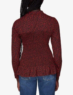 Whistles Pansy-print Shirred-detail Cotton Top 8 Whistles Pansy-print Shirred-detail Cotton Top -The Fashion Shop R04031883 MULTICOLOURED ALT03