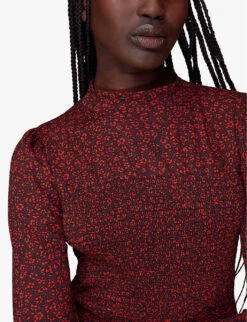 Whistles Pansy-print Shirred-detail Cotton Top 9 Whistles Pansy-print Shirred-detail Cotton Top -The Fashion Shop R04031883 MULTICOLOURED ALT04