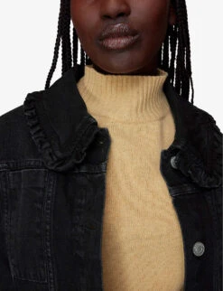 Whistles Oversized-collar Boxy-fit Denim Jacket 9 Whistles Oversized-collar Boxy-fit Denim Jacket -The Fashion Shop R04031884 BLACK ALT04