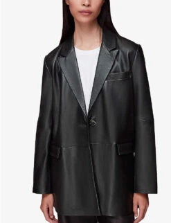 Whistles Stina Regular-fit Leather Blazer Jacket -The Fashion Shop R04044620 BLACK ALT04