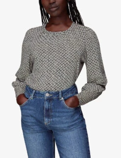 Whistles Floral-print Long-sleeved Cotton-blend Top 7 Whistles Floral-print Long-sleeved Cotton-blend Top -The Fashion Shop R04044625 YELLOW ALT02