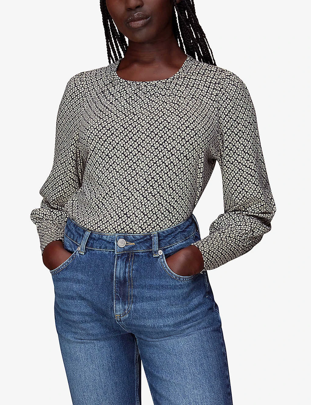 Whistles Floral-print Long-sleeved Cotton-blend Top 3 Whistles Floral-print Long-sleeved Cotton-blend Top - Image 3