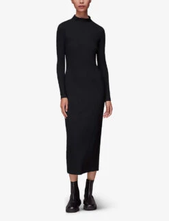 Whistles Mock-neck Ribbed Stretch-knit Midi Dress 7 Whistles Mock-neck Ribbed Stretch-knit Midi Dress -The Fashion Shop R04044628 BLACK ALT02