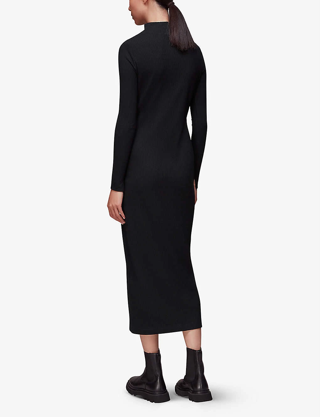 Whistles Mock-neck Ribbed Stretch-knit Midi Dress 4 Whistles Mock-neck Ribbed Stretch-knit Midi Dress - Image 4