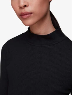 Whistles Mock-neck Ribbed Stretch-knit Midi Dress 9 Whistles Mock-neck Ribbed Stretch-knit Midi Dress -The Fashion Shop R04044628 BLACK ALT04