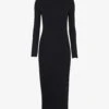 Whistles Mock-neck Ribbed Stretch-knit Midi Dress
