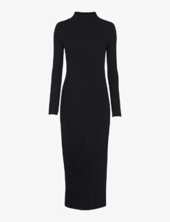 Whistles Mock-neck Ribbed Stretch-knit Midi Dress